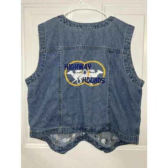 STUDIO WEST DENIM VEST Women's Blue Floral Embroidery Vintage Casual Cowgirl XL - Picture 3 of 7